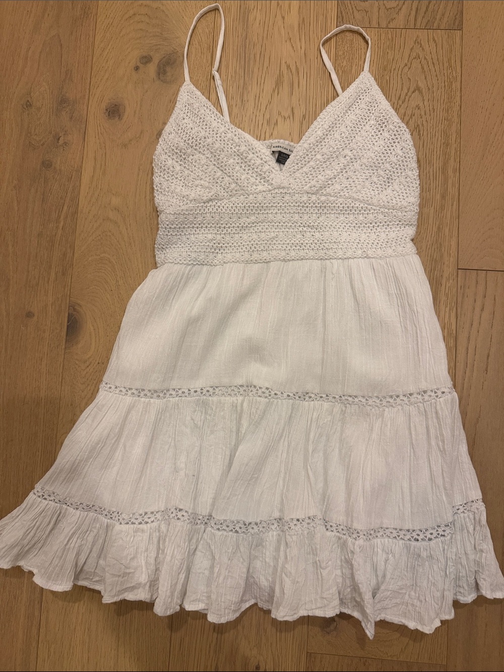 American Eagle Outfitters White Crochet Bust Mini Dress